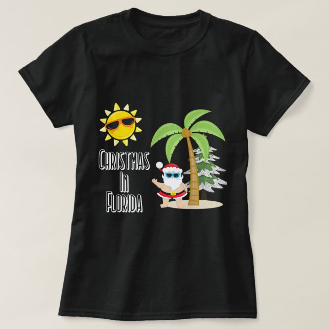Camiseta Feliz Navidad Florida Estilo Santa Summer Beach (Diseño del anverso)