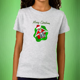 Camiseta Feliz Navidad Fun Skeleton Ornamentos Santa Hat