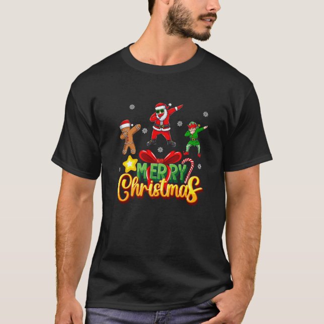 Camiseta Feliz Navidad Funny Dabbing Santa Elf Gingerbrea (Anverso)
