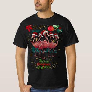 Camiseta Feliz Navidad Funny Flamingo con gafas de sol