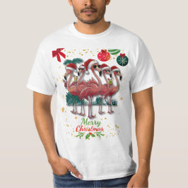 Camiseta Feliz Navidad Funny Flamingo con gafas de sol