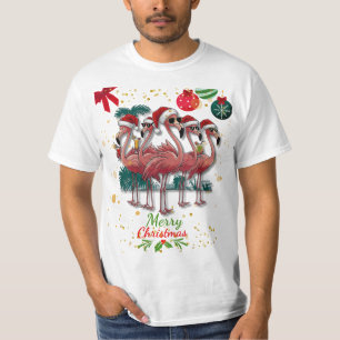 Camiseta Feliz Navidad Funny Flamingo con gafas de sol