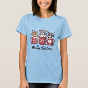 Camiseta Feliz Navidad Gatitos Lindos Tazas de Cocoa Arte N