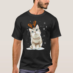 Camiseta Feliz Navidad Gato Bonito Reno Traje Familiar a Ju