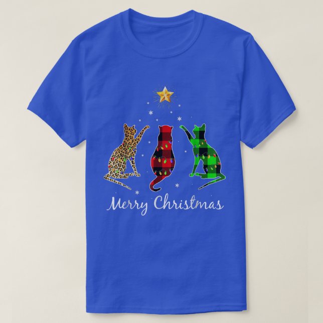 Camiseta Feliz Navidad Gato Búfalo Jugado Gatos de Navidad (Diseño del anverso)