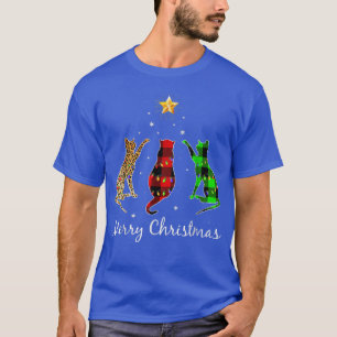 Camiseta Feliz Navidad Gato Búfalo Jugado Gatos de Navidad