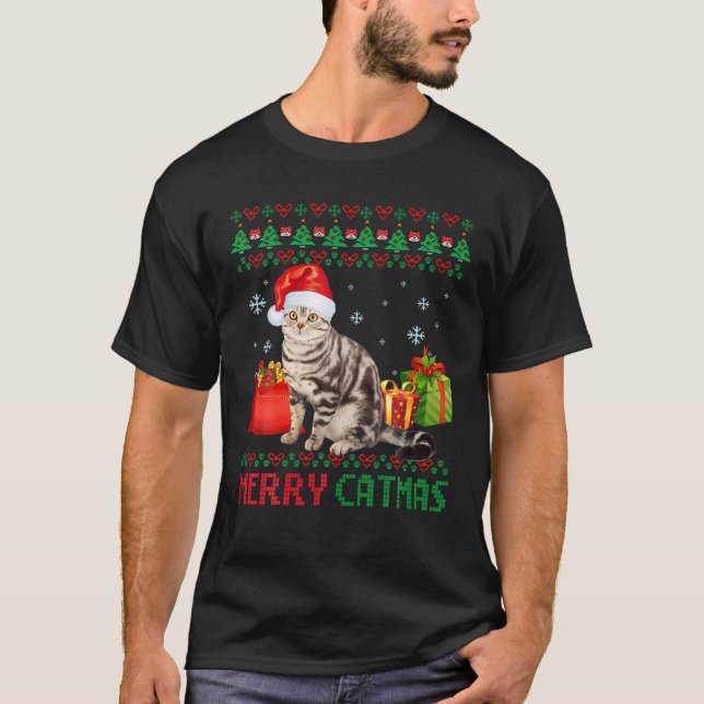 Camiseta Feliz Navidad Gato Feo Navidades Shorthair en Esta (Anverso)