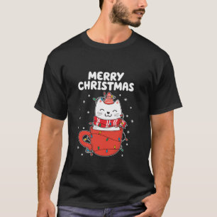 Camiseta Feliz Navidad Gato Lover X mas Luces Snowflake H