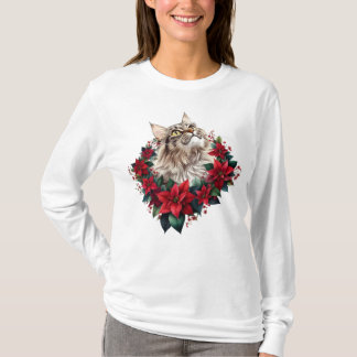 Camiseta Feliz Navidad gato Maine Coon