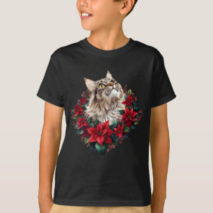 Camiseta Feliz Navidad gato Maine Coon 