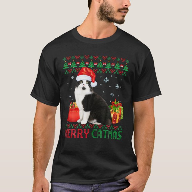 Camiseta Feliz Navidad, gato, Navidades feos, mamá circunda (Anverso)