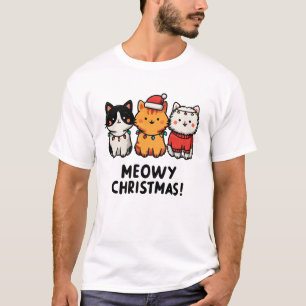 Camiseta Feliz Navidad Gatos Gorros de Santa