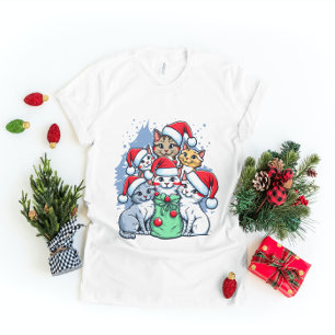 Camiseta Feliz Navidad Gatos, Navidad Meowy, Regalo Diverti