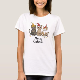 Camiseta Feliz Navidad Gatuna Amante de Gatos Divertidos