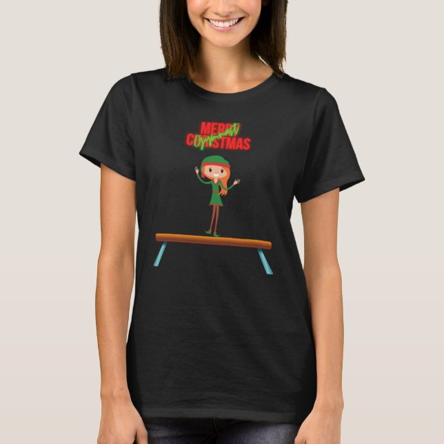 Camiseta Feliz Navidad Gimnast Elf T-Shirt (Anverso)