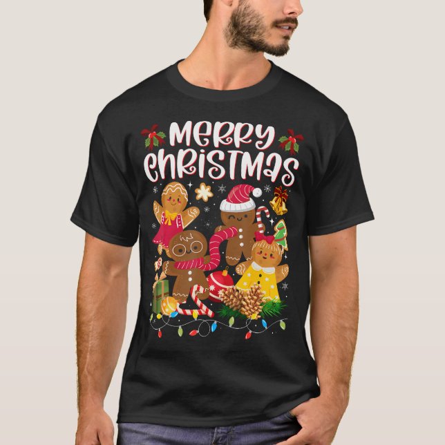Camiseta Feliz Navidad Gingerbread Cookies Hombres Mujeres (Anverso)