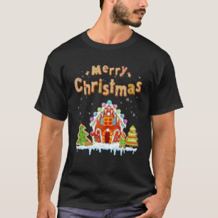Camiseta Feliz Navidad Gingerbread House Baking Candy Can