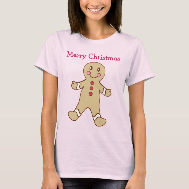 Camiseta Feliz Navidad Gingerbread Nightgown T Shirown (Anverso)