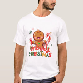 Camiseta Feliz Navidad Gingerbread y Candy Cane