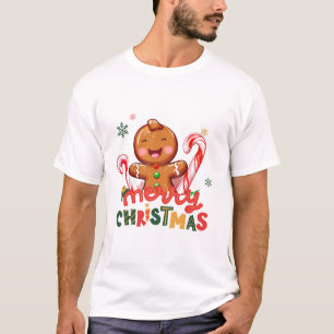 Camiseta Feliz Navidad Gingerbread y Candy Cane
