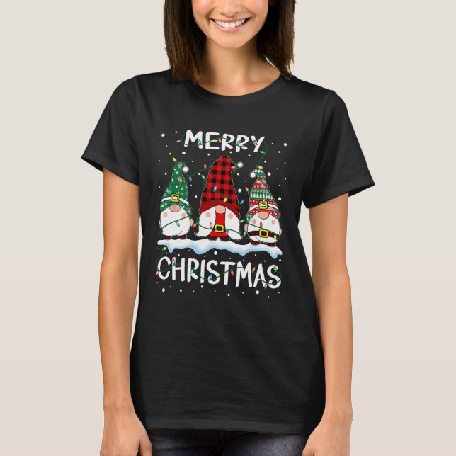 Camiseta Feliz Navidad Gnome Búfalo Familia Jugada Xmas Pa (Anverso)