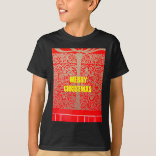 Camiseta Feliz Navidad Golden Red Snow Hearts