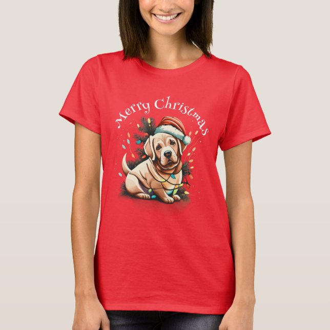 Camiseta Feliz Navidad Golden Retriever Puppy (Anverso)