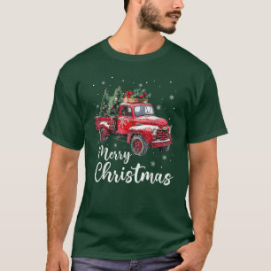 Camiseta Feliz Navidad Gracioso Árbol de Navidad Camión Roj