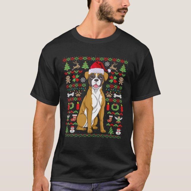 Camiseta Feliz Navidad Gracioso Boxer Perro Gracioso Navida (Anverso)