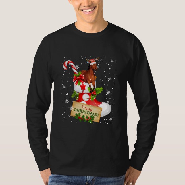 Camiseta Feliz Navidad Gracioso caballo de renos de Santa (Anverso)