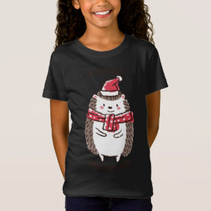 Camiseta Feliz Navidad Gracioso Cute Hedgehog Santa Hat Sta