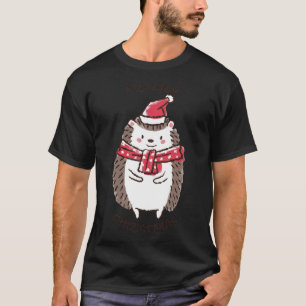 Camiseta Feliz Navidad Gracioso Cute Hedgehog Santa Hat Sta