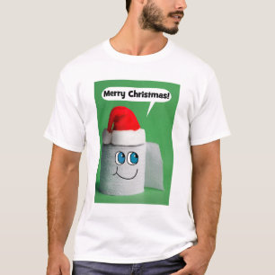 Camiseta Feliz Navidad hablando sobre papel higiénico