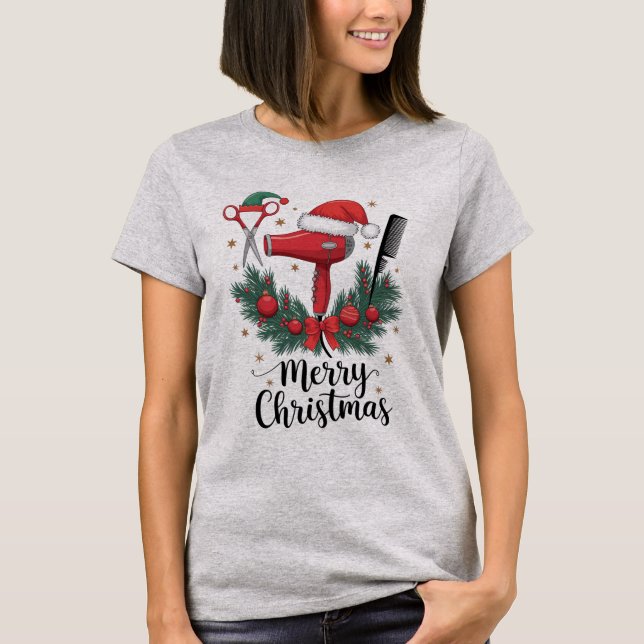 Camiseta Feliz Navidad Hairstylista Hairdresser Xmas Hair (Anverso)