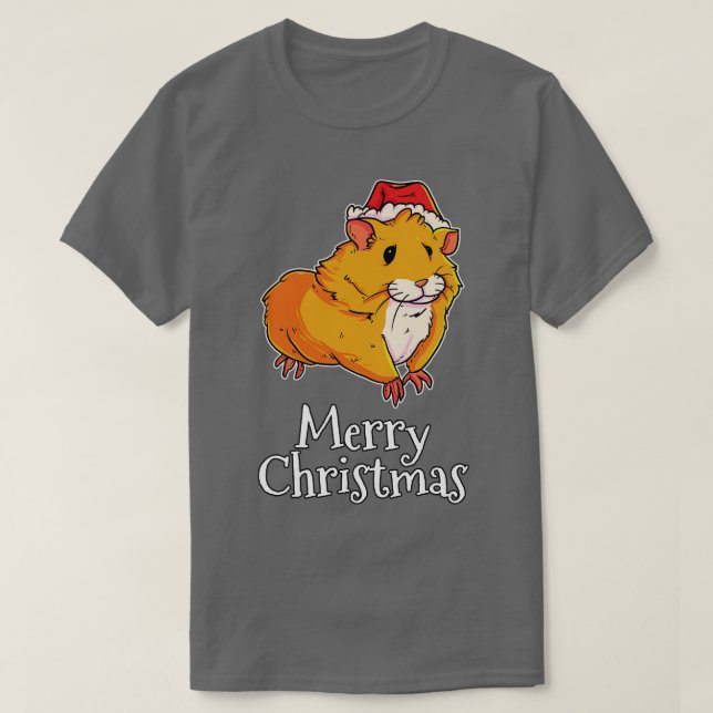 Camiseta Feliz Navidad Hamster Santas Gorra Hamster (Diseño del anverso)
