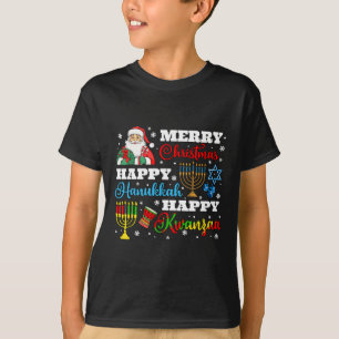 Camiseta Feliz Navidad Hanukkah Kwanzaa Festividad judía af