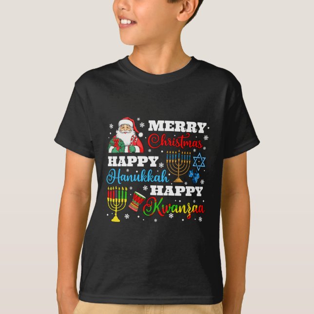 Camiseta Feliz Navidad Hanukkah Kwanzaa Festividad judía af (Anverso)