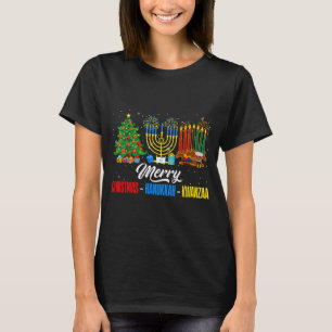 Camiseta Feliz Navidad Hanukkah Kwanzaa Retro Felices Fiest