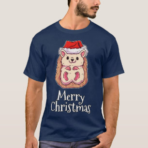 Camiseta Feliz Navidad Hedgehog Santas Gorra Hedgehog