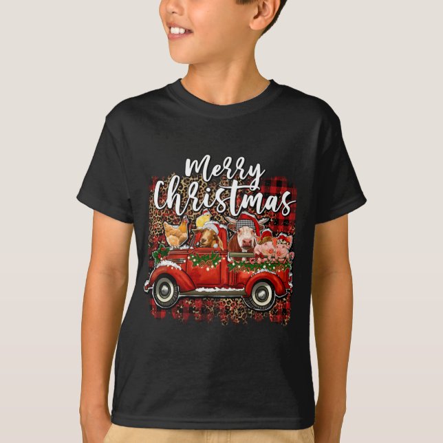 Camiseta Feliz Navidad Heifer Animales Granja Santa Red Tru (Anverso)
