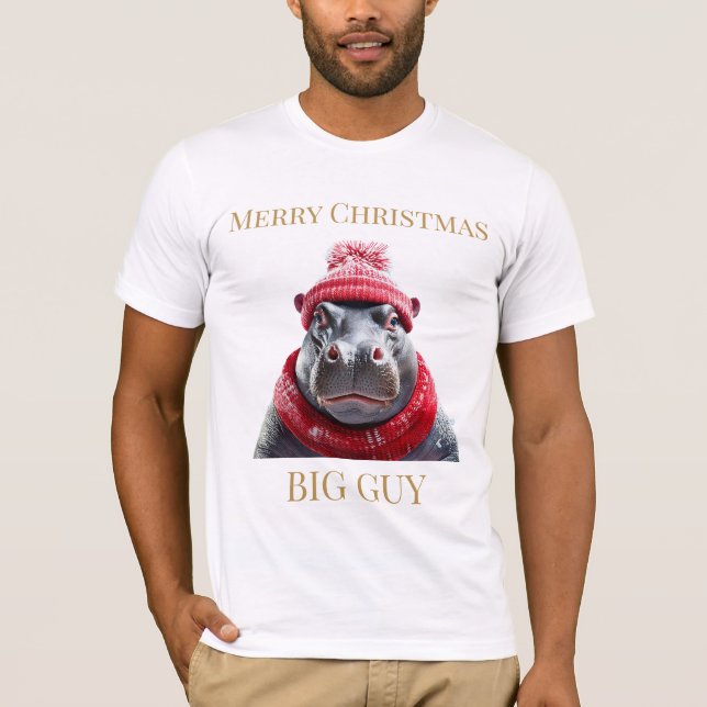 Camiseta Feliz Navidad Hippo beanie y bufanda Hoodie (Anverso)