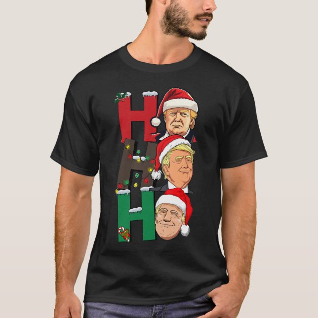 Camiseta Feliz Navidad Ho Ho Ho Ho Ho Trump Santa Light Nav (Anverso)