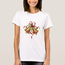 Camiseta Feliz Navidad Holly Golden Bell Red Bow