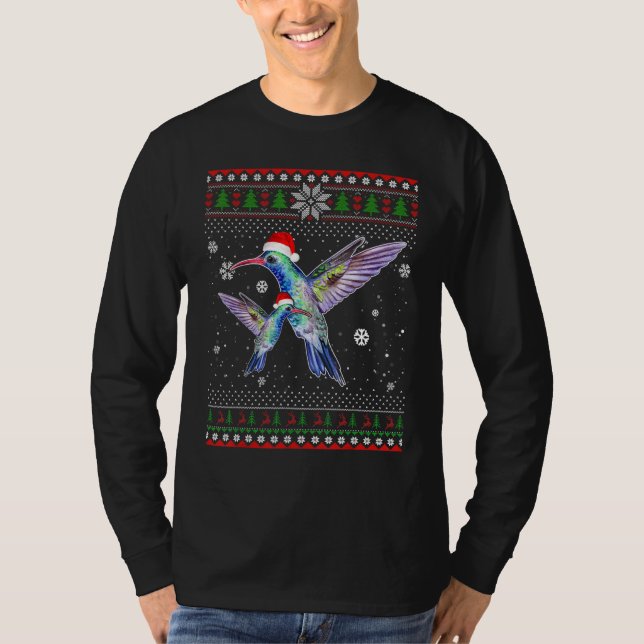 Camiseta Feliz Navidad Hummingbird Gorra Santa en Nieve Fea (Anverso)