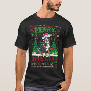 Camiseta Feliz Navidad Iluminación Ugly Bernese Mountain Ch