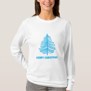 Camiseta Feliz Navidad Invierno Blue Tree de manga larga