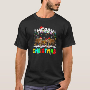 Camiseta Feliz Navidad Jaguar Gorro de Santa Luces de Navid