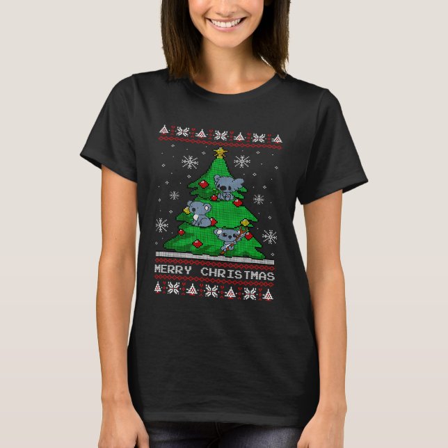 Camiseta Feliz Navidad Koala Divertido Outfit 8 Bits - Retr (Anverso)