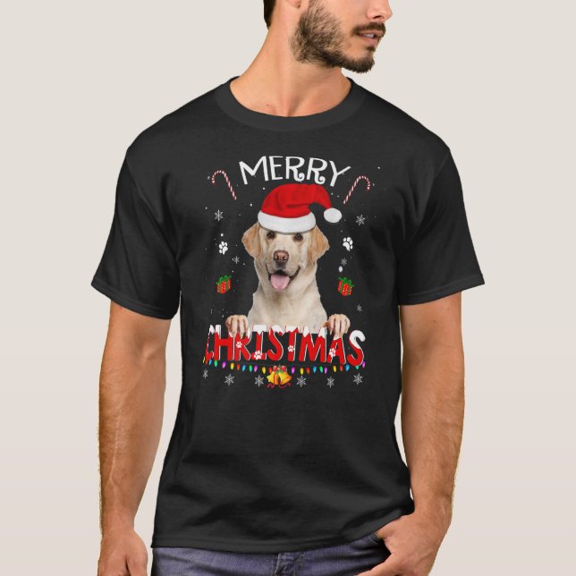 Camiseta Feliz Navidad Labrador Recuperador Perro Santa Hat (Anverso)