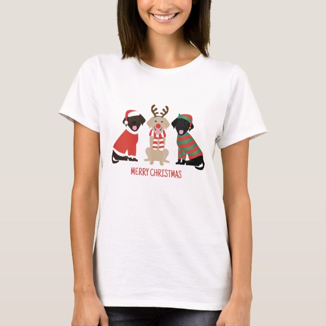 Camiseta Feliz Navidad Labrador Recuperar Perros (Anverso)
